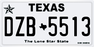 TX license plate DZB5513