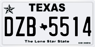 TX license plate DZB5514