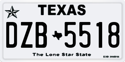 TX license plate DZB5518