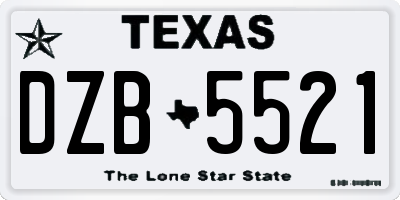 TX license plate DZB5521