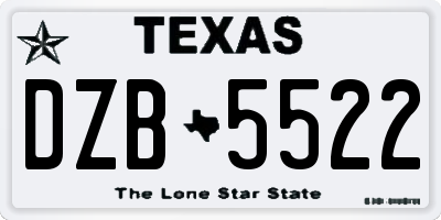 TX license plate DZB5522