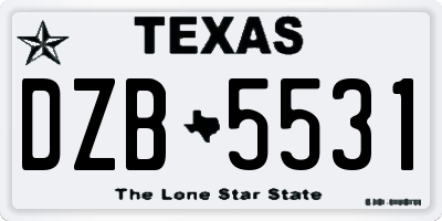 TX license plate DZB5531