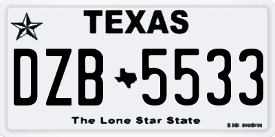 TX license plate DZB5533