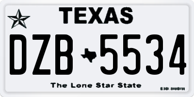 TX license plate DZB5534