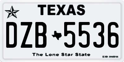TX license plate DZB5536