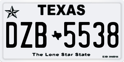 TX license plate DZB5538