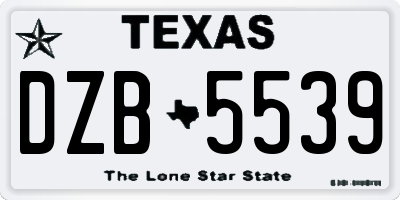 TX license plate DZB5539