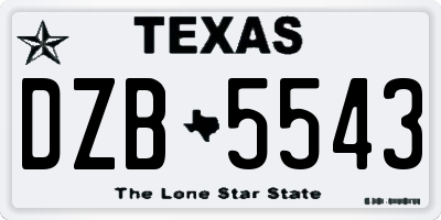 TX license plate DZB5543