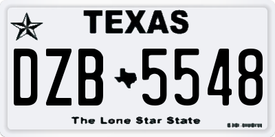 TX license plate DZB5548