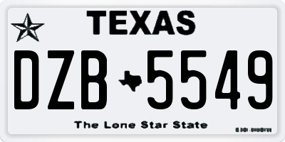 TX license plate DZB5549