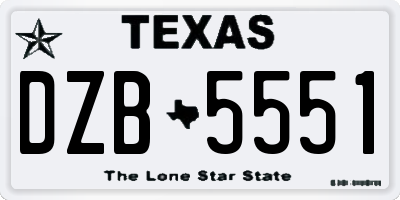 TX license plate DZB5551
