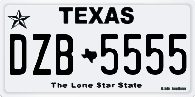 TX license plate DZB5555