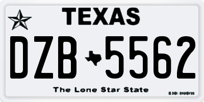TX license plate DZB5562