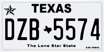 TX license plate DZB5574