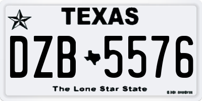 TX license plate DZB5576