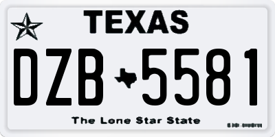 TX license plate DZB5581