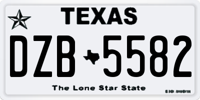 TX license plate DZB5582
