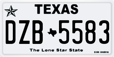 TX license plate DZB5583