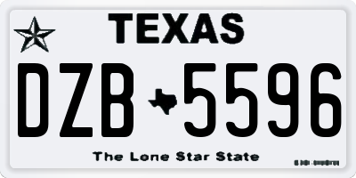 TX license plate DZB5596