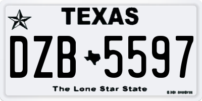 TX license plate DZB5597