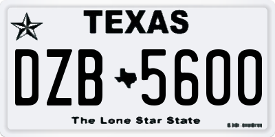 TX license plate DZB5600