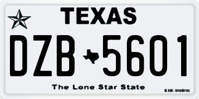 TX license plate DZB5601