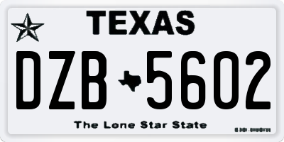 TX license plate DZB5602