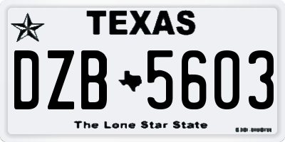 TX license plate DZB5603