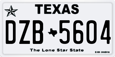 TX license plate DZB5604