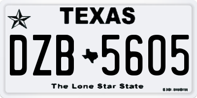 TX license plate DZB5605