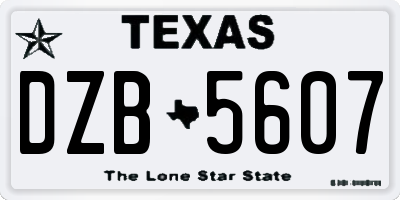 TX license plate DZB5607