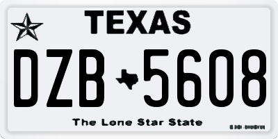 TX license plate DZB5608