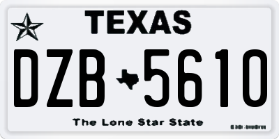 TX license plate DZB5610