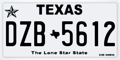 TX license plate DZB5612