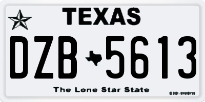 TX license plate DZB5613