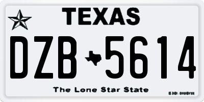 TX license plate DZB5614