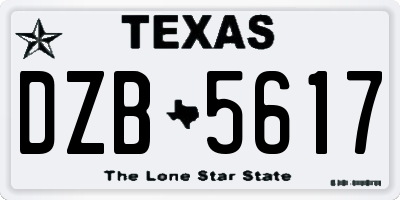 TX license plate DZB5617
