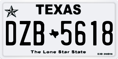TX license plate DZB5618