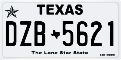 TX license plate DZB5621