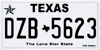 TX license plate DZB5623