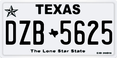 TX license plate DZB5625