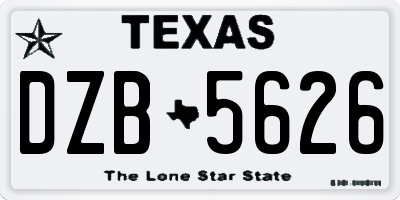 TX license plate DZB5626