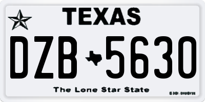 TX license plate DZB5630