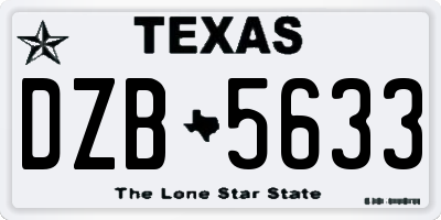 TX license plate DZB5633