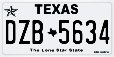 TX license plate DZB5634