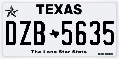TX license plate DZB5635