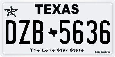 TX license plate DZB5636