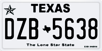 TX license plate DZB5638