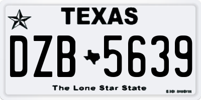 TX license plate DZB5639