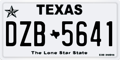 TX license plate DZB5641